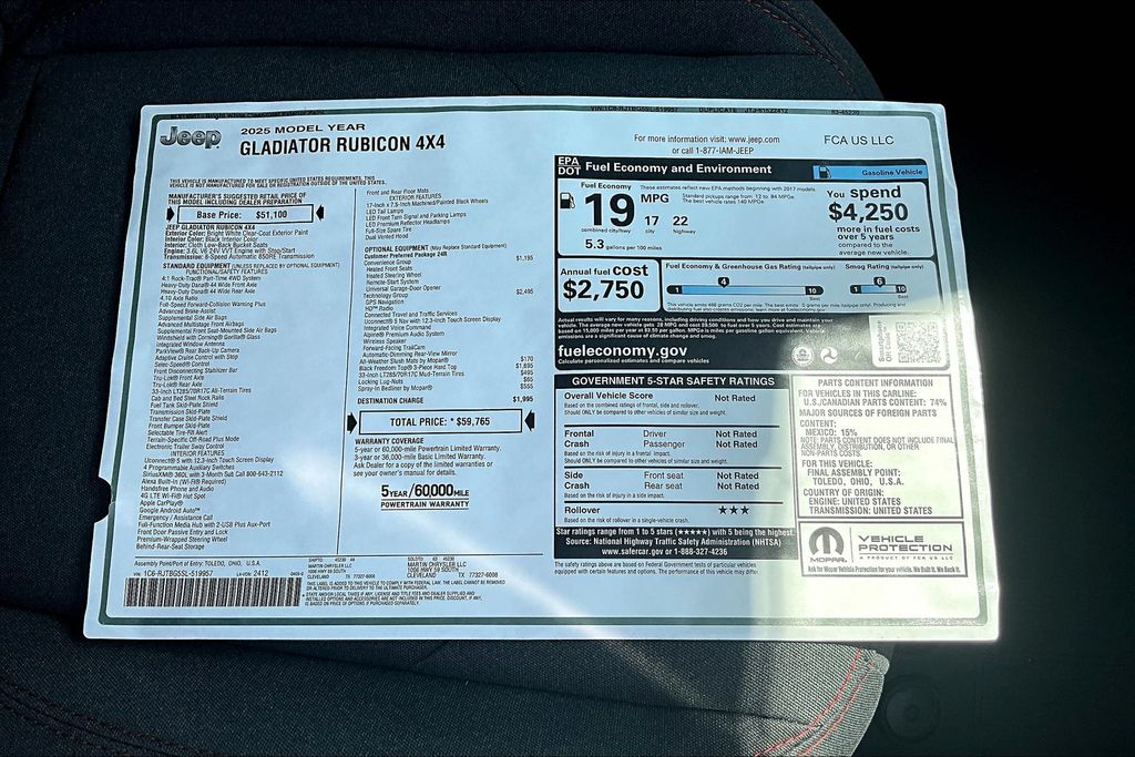 2025 Jeep Gladiator Rubicon White at Martin Chrysler Dodge Jeep Ram