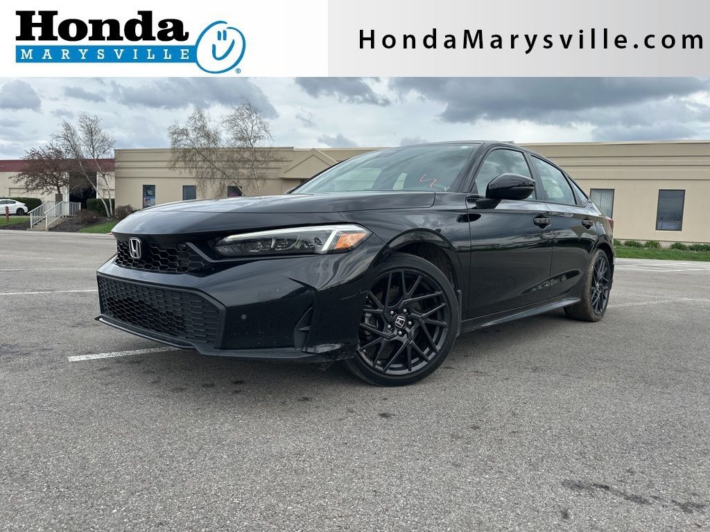 Crystal Black Pearl 2025 Honda Civic Hybrid Sport Touring Sedan FWD Sedan Front-Wheel Drive Continuously Variable Transmission