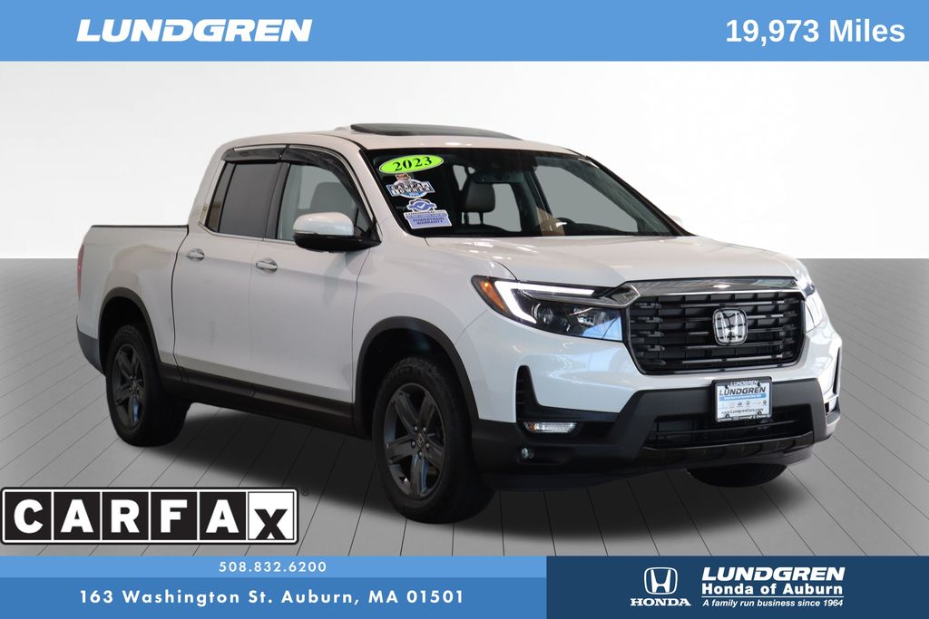 Platinum White Pearl 2023 Honda Ridgeline Pickup Truck All-Wheel Drive 9-Speed Automatic