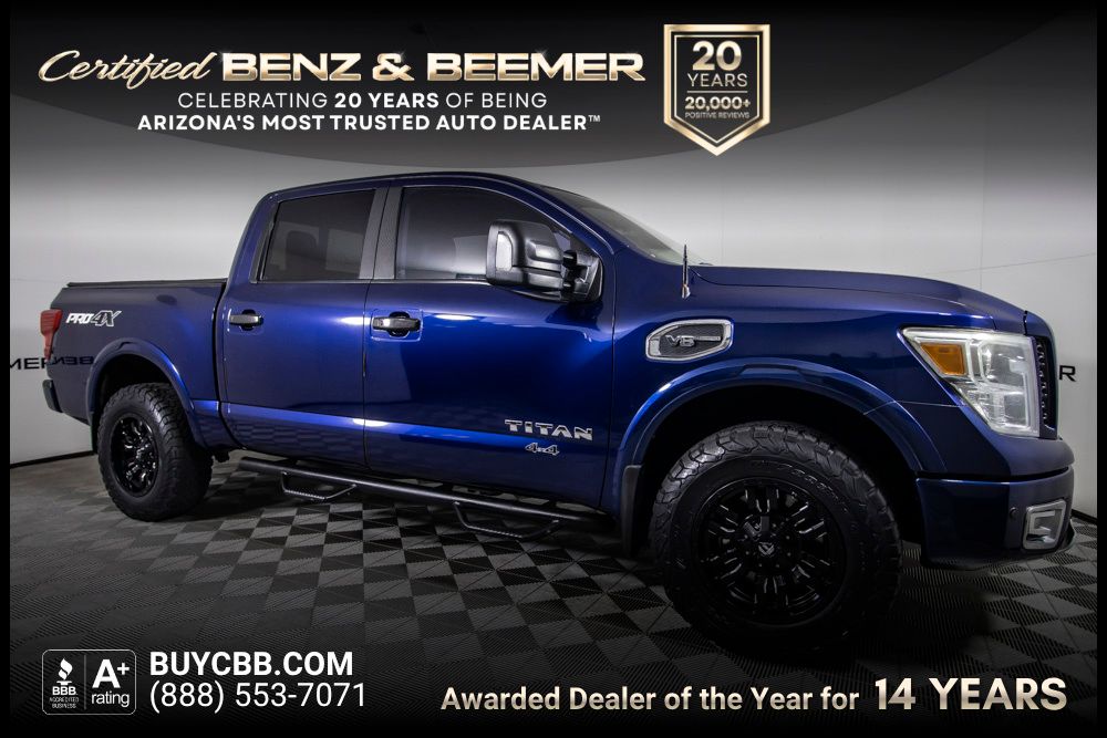 Deep Blue Pearl 2017 Nissan Titan Pickup Truck Four-Wheel Drive 7-Speed Automatic