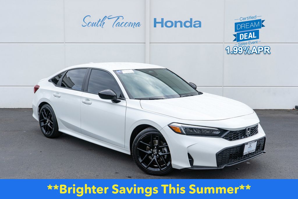 Platinum White Pearl 2025 Honda Civic Sedan Front-Wheel Drive Continuously Variable Transmission