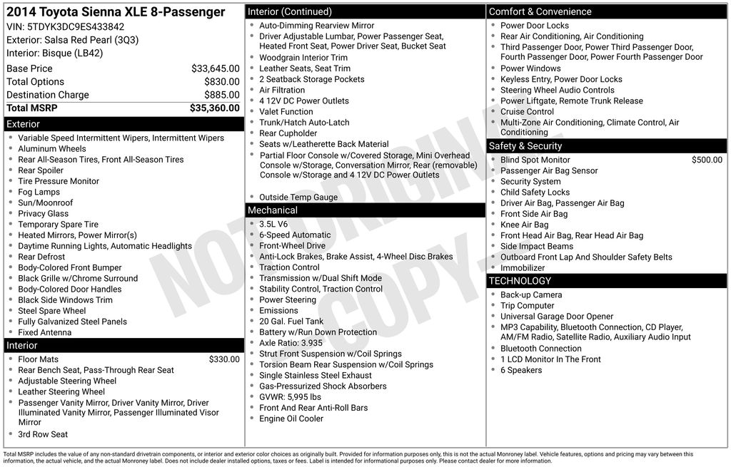 Used 2014 Toyota Sienna Van