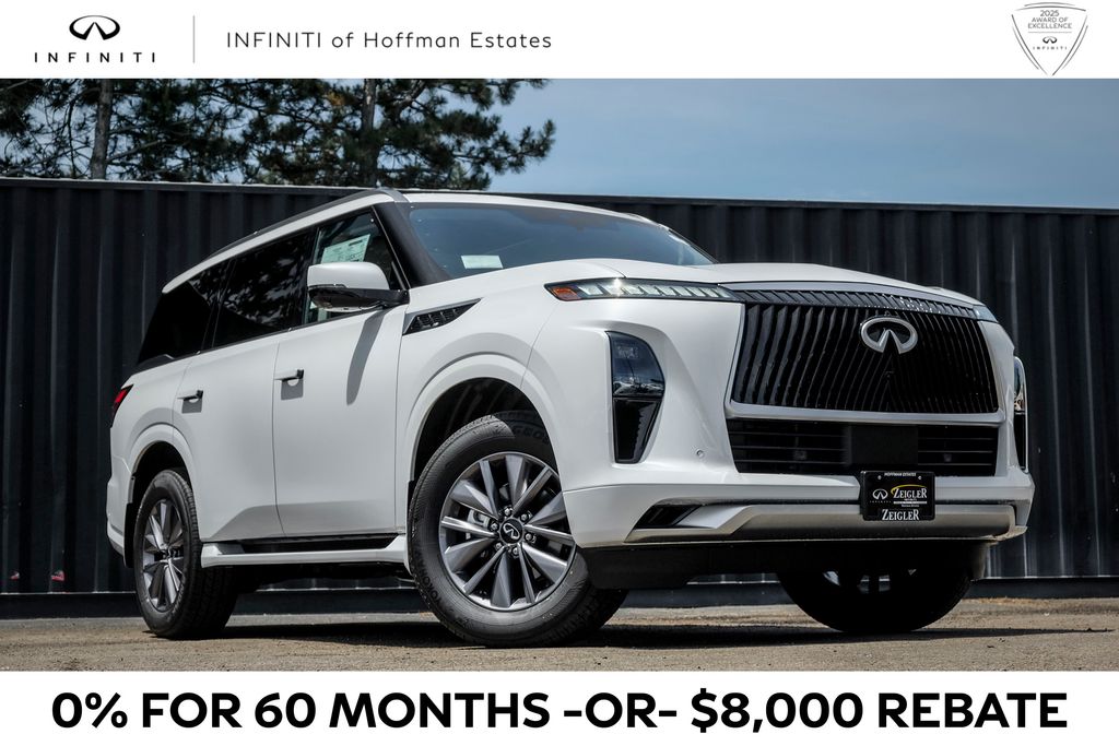 Radiant White 2026 INFINITI QX80 Pure 4WD SUV / Crossover All-Wheel Drive 9-Speed Automatic