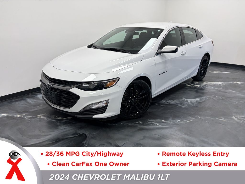 White 2024 Chevrolet Malibu LT with 1LT FWD Sedan Front-Wheel Drive Continuously Variable Transmission