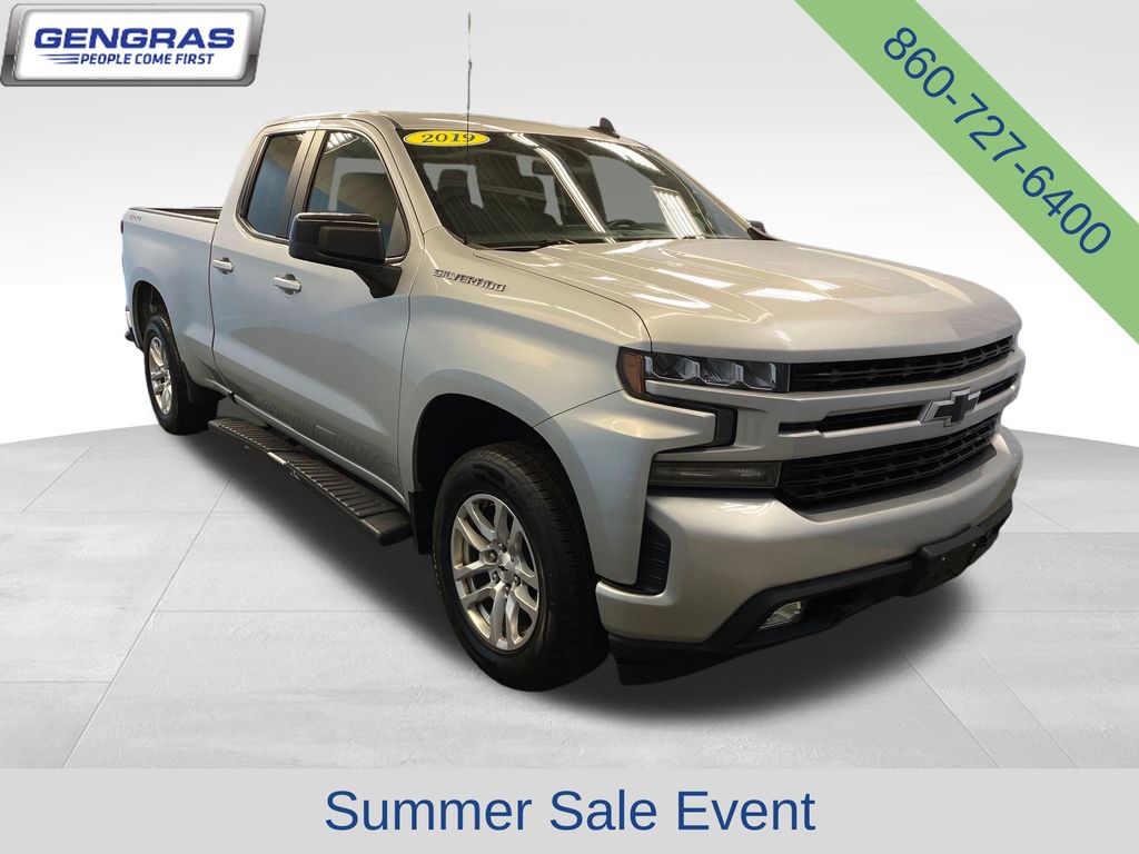 Silver Ice Metallic 2019 Chevrolet Silverado 1500 Pickup Truck Four-Wheel Drive 8-Speed Automatic