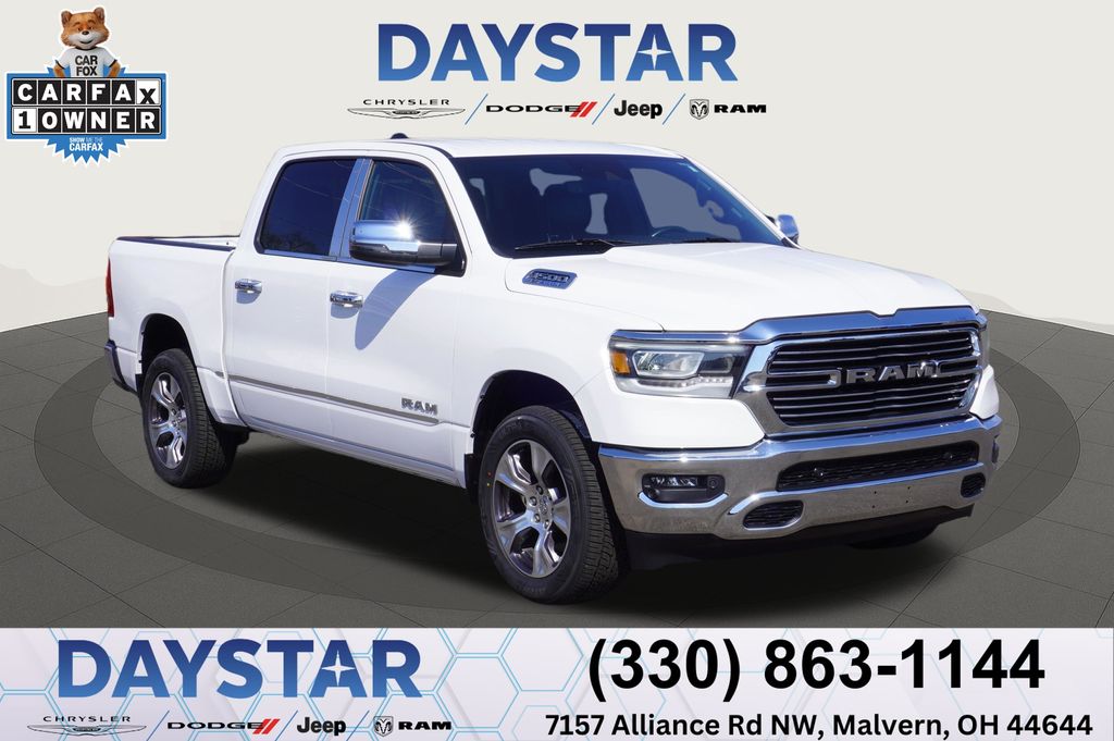 Bright White Clearcoat 2023 RAM 1500 Laramie Crew Cab 4WD Pickup Truck Four-Wheel Drive 8-Speed Automatic
