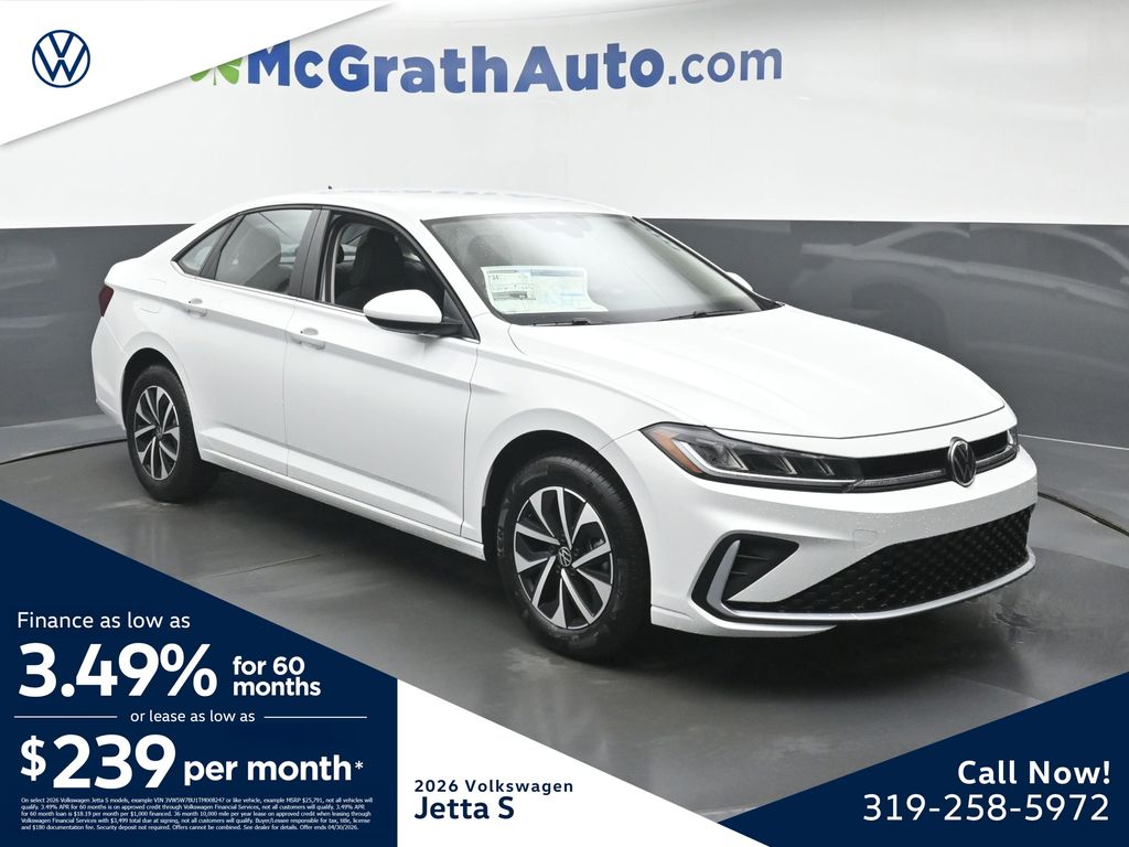 Pure White 2026 Volkswagen Jetta S FWD Sedan Front-Wheel Drive 8-Speed Automatic