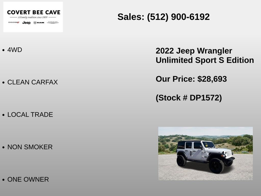 Used Car 2022 Jeep Wrangler  Unlimited Sport S For Sale Under $30,000 In Austin, Texas