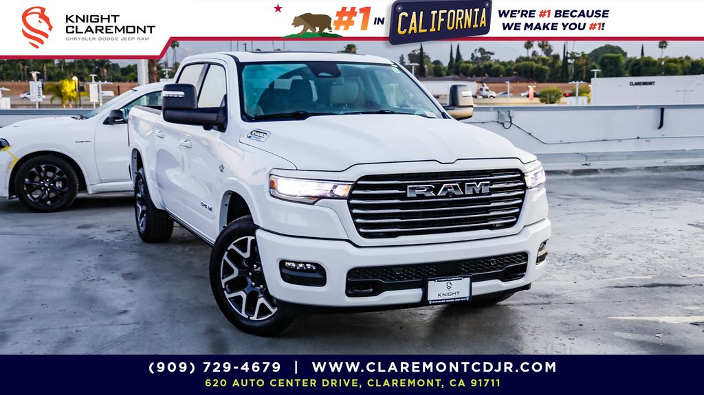 Bright White Clearcoat 2026 RAM 1500 Laramie Crew Cab 4WD Pickup Truck Four-Wheel Drive 8-Speed Automatic