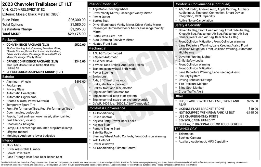2023 Mosaic Black Metallic Chevrolet Trailblazer LT AWD SUV