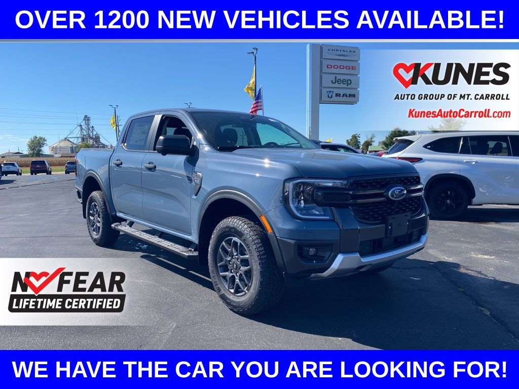 Blue (Azure Gray Metallic Tri-Coat) 2025 Ford Ranger XLT SuperCrew 4WD Pickup Truck Four-Wheel Drive Automatic