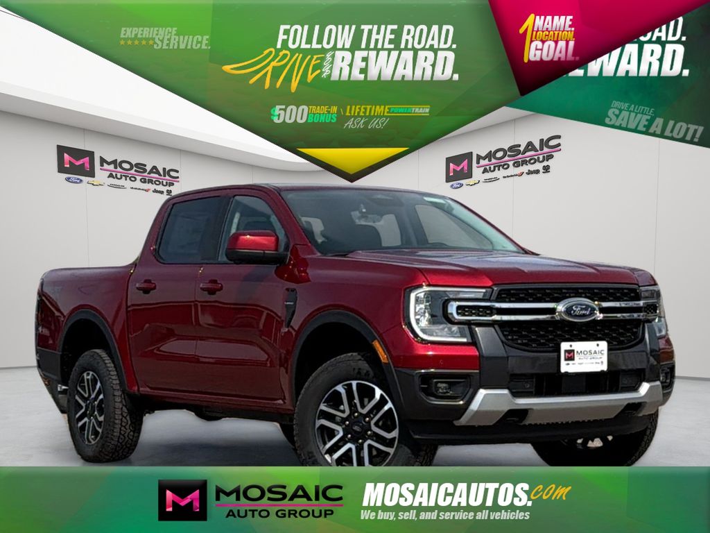 Ruby Red Metallic Tinted Clearcoat 2026 Ford Ranger Lariat SuperCrew 4WD Pickup Truck Four-Wheel Drive Automatic