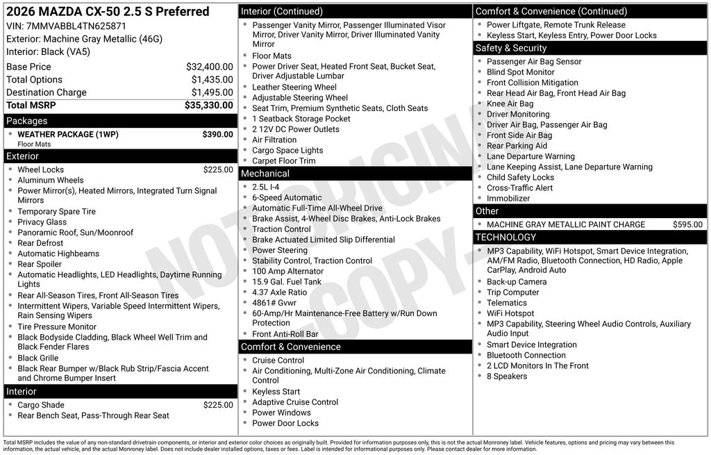 New 2026 Gray Mazda 2.5 S Preferred image 2