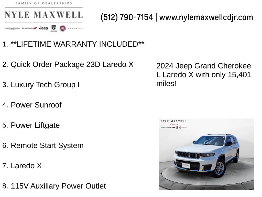 Used Car 2024 Jeep Grand Cherokee L  Wagon 4 Dr. Laredo Rear Wheel Drive For Sale Under $35,000 In Austin, Texas