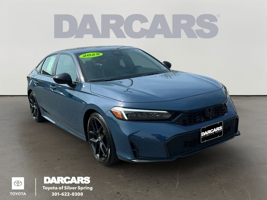 Blue 2025 Honda Civic Sport FWD Sedan Front-Wheel Drive Continuously Variable Transmission