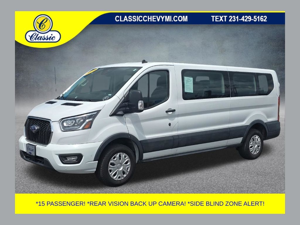 Oxford White 2023 Ford Transit Passenger 350 XLT Low Roof LB RWD Van Rear-Wheel Drive