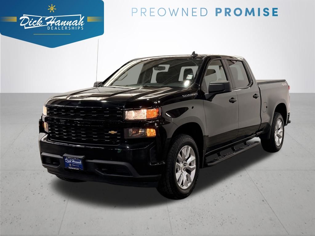Black 2022 Chevrolet Silverado 1500 Custom Crew Cab 4WD Pickup Truck Four-Wheel Drive 8-Speed Automatic