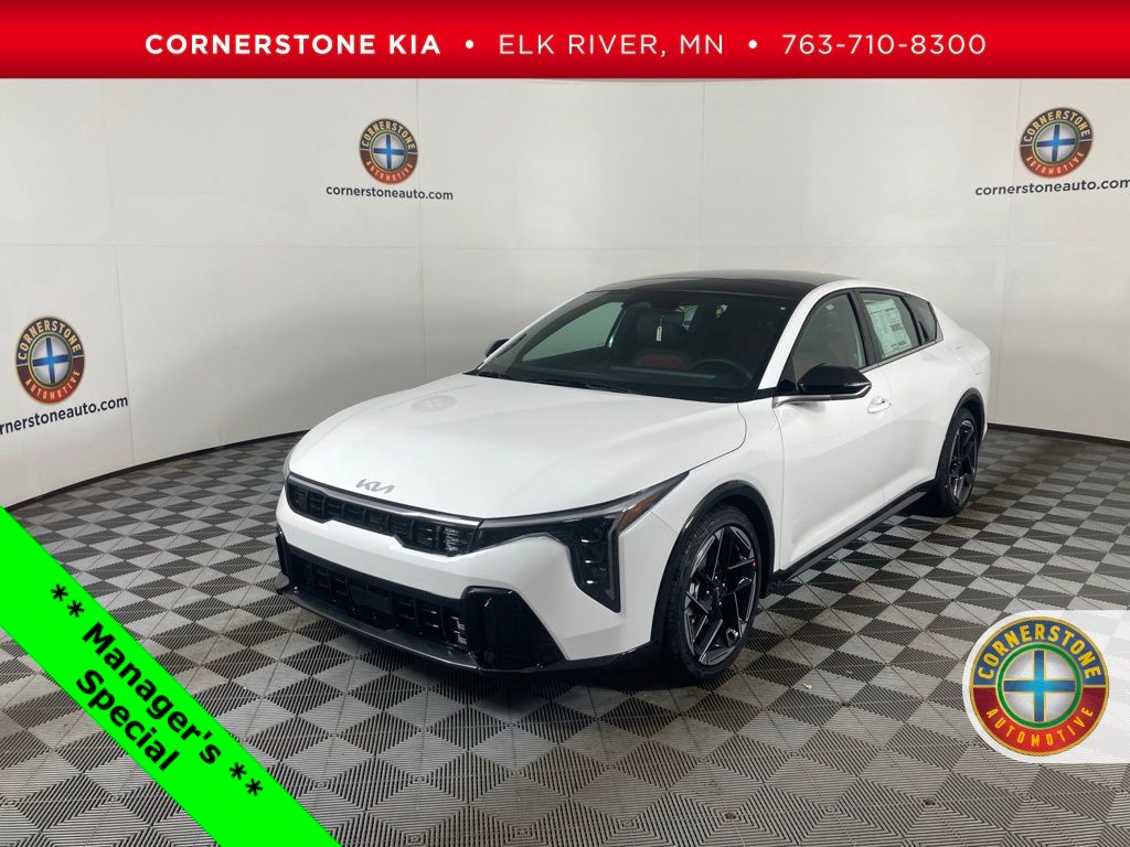 Snow White Pearl 2025 Kia K4 GT-Line FWD Sedan Front-Wheel Drive Continuously Variable Transmission