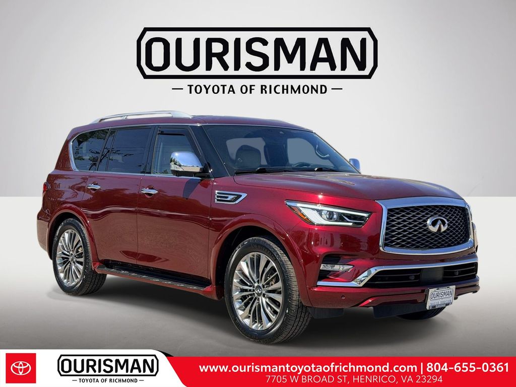 Coulis Red 2021 INFINITI QX80 Sensory 4WD SUV / Crossover All-Wheel Drive 7-Speed Automatic