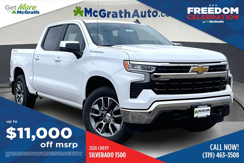 Summit White 2026 Chevrolet Silverado 1500 Pickup Truck Four-Wheel Drive Automatic