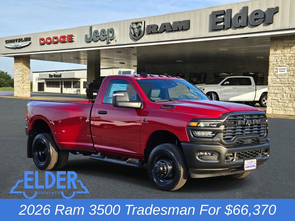 Molten Red Pearlcoat 2026 RAM 3500 Tradesman Regular Cab LB DRW 4WD Pickup Truck Four-Wheel Drive 8-Speed Automatic