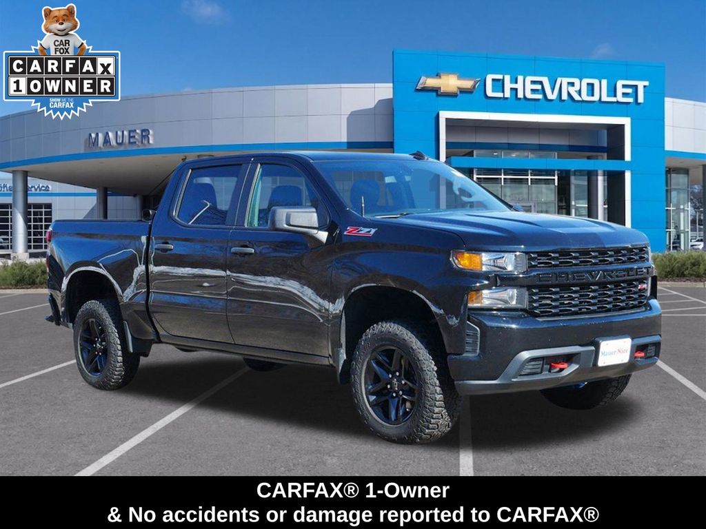 Black 2020 Chevrolet Silverado 1500 Custom Trail Boss Crew Cab 4WD Pickup Truck Four-Wheel Drive 6-Speed Automatic Overdrive