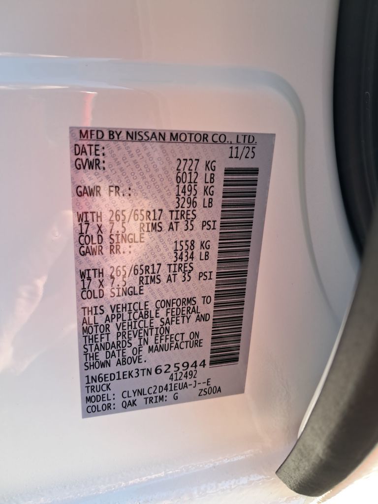 2026 Nissan Frontier SV White at John Sisson Motors