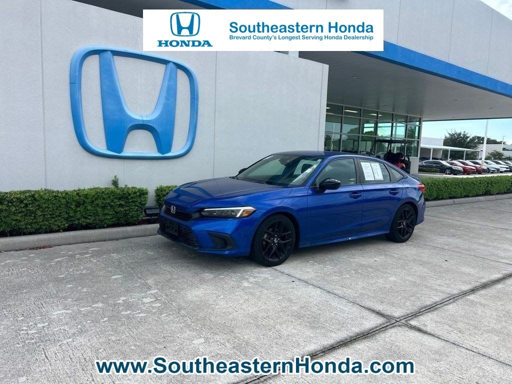 Blue 2022 Honda Civic Sedan Front-Wheel Drive Continuously Variable Transmission