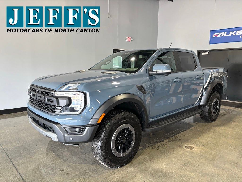 Blue (Azure Gray Metallic) 2025 Ford Ranger Raptor SuperCrew 4WD Pickup Truck Four-Wheel Drive Automatic
