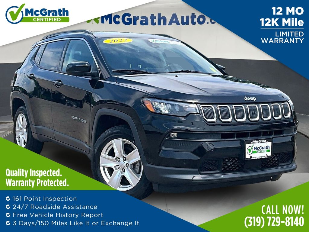Diamond Black Crystal Pearlcoat 2022 Jeep Compass SUV / Crossover Four-Wheel Drive 9-Speed Automatic