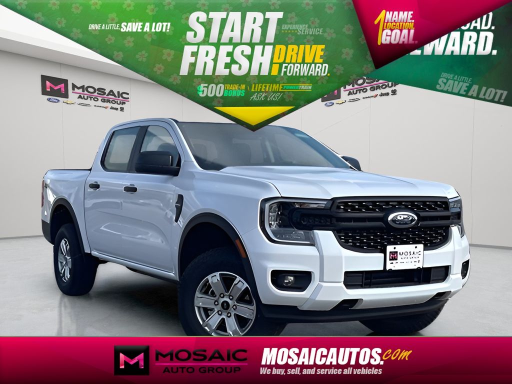 Oxford White 2025 Ford Ranger XL SuperCrew 4WD Pickup Truck Four-Wheel Drive Automatic