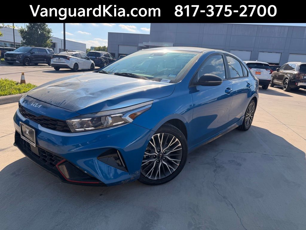 Sporty Blue 2024 Kia Forte GT-Line FWD Sedan Front-Wheel Drive Continuously Variable Transmission