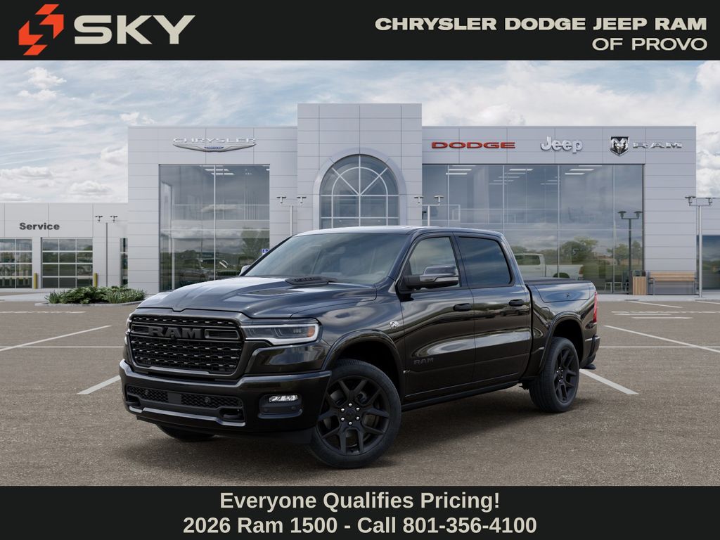 Diamond Black Crystal Pearlcoat 2026 RAM 1500 Limited Crew Cab 4WD Pickup Truck Four-Wheel Drive 8-Speed Automatic