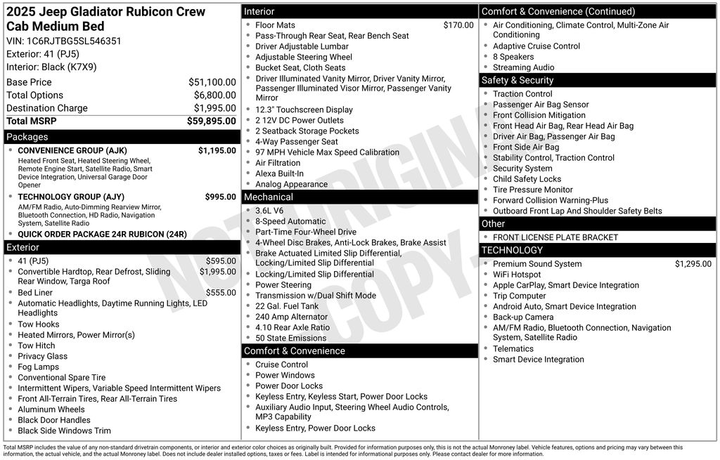 New Car 2025 Jeep Gladiator  Rubicon For Sale Under $50,000 In Austin, Texas