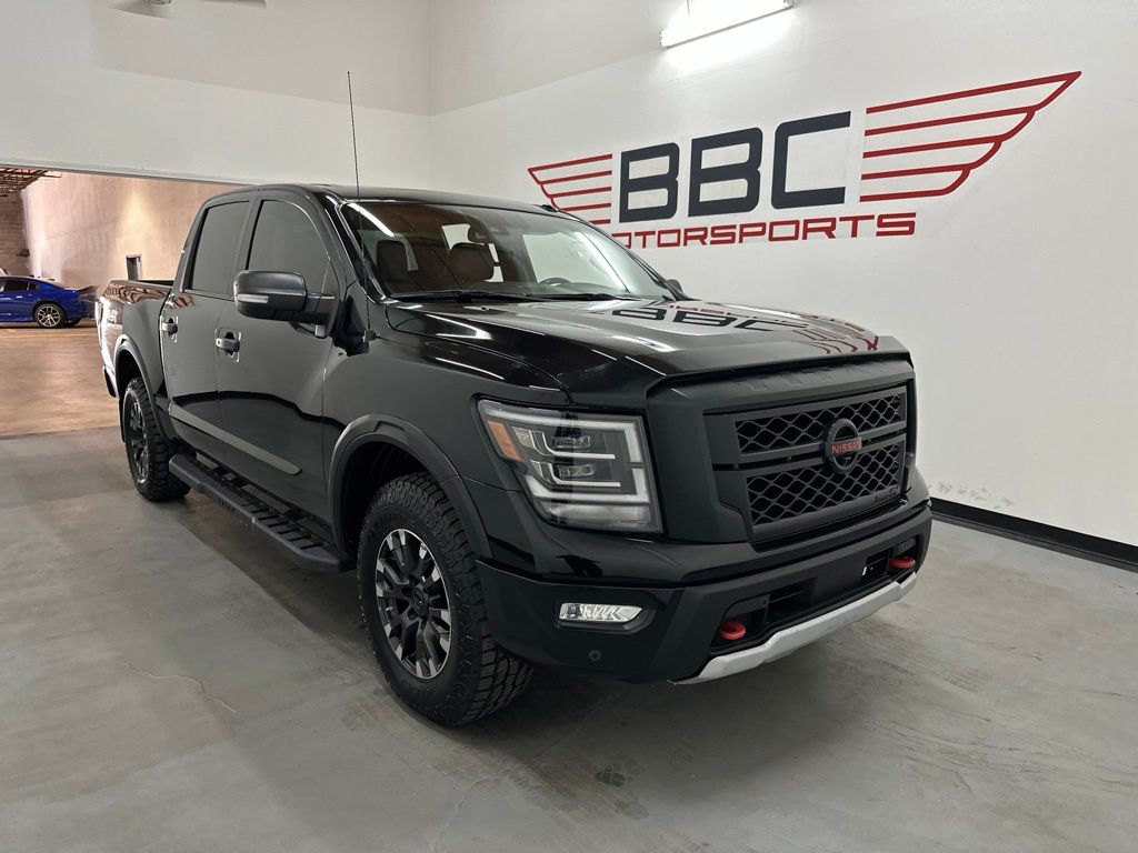 Super Black 2021 Nissan Titan Pickup Truck Four-Wheel Drive 9-Speed Automatic