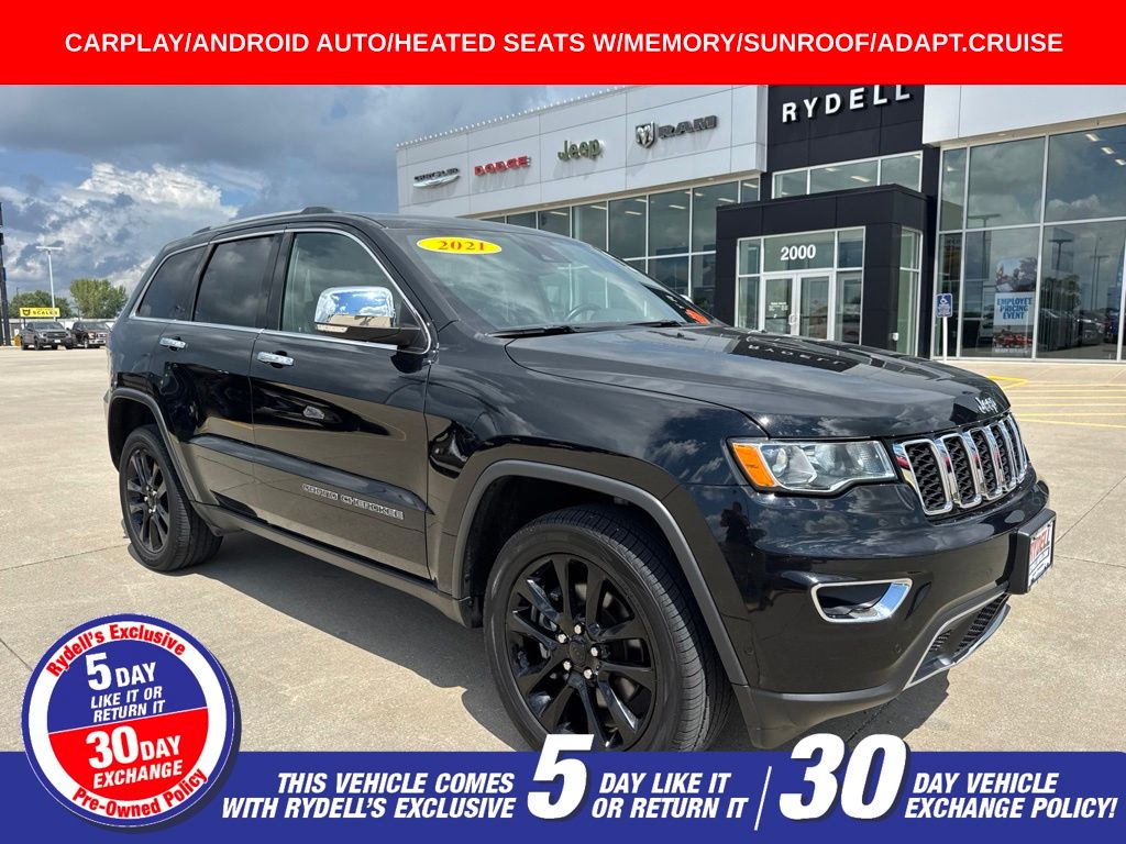 Diamond Black Crystal Pearlcoat 2021 Jeep Grand Cherokee SUV / Crossover Four-Wheel Drive 8-Speed Automatic