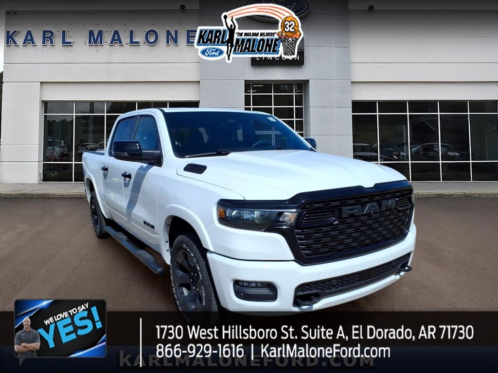 Bright White Clearcoat 2025 RAM 1500 Big Horn Crew Cab 4WD Pickup Truck Four-Wheel Drive 8-Speed Automatic