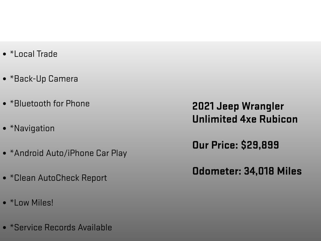 2021 Jeep Wrangler Unlimited Rubicon 4xe White at Klick Lewis Buick Chevrolet