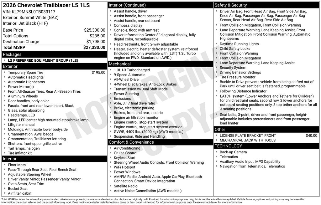 Used 2026 Chevrolet TrailBlazer SUV