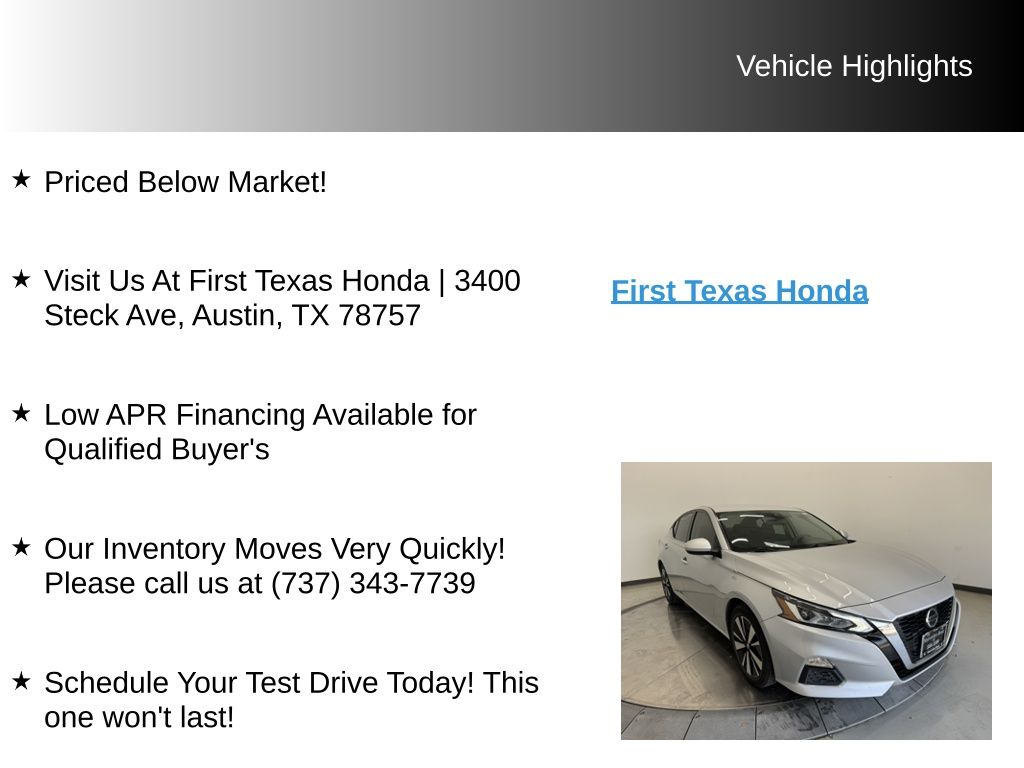 Used Car 2022 Nissan Altima  2.5 Sv For Sale Under $20,000 In Austin, Texas