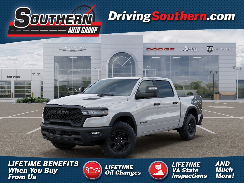 Bright White Clearcoat 2026 RAM 1500 Rebel Crew Cab 4WD Pickup Truck Four-Wheel Drive 8-Speed Automatic