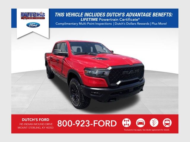 Flame Red Clearcoat 2025 RAM 1500 Rebel Crew Cab 4WD Pickup Truck Four-Wheel Drive 8-Speed Automatic