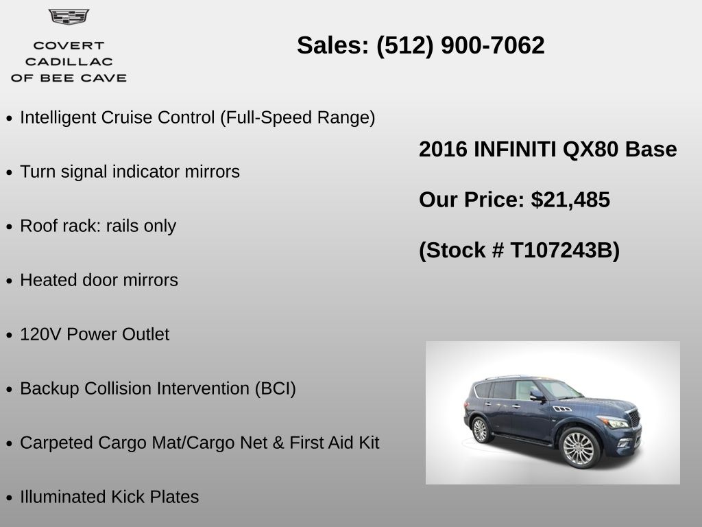 Used Car 2016 Infiniti Qx80  Base For Sale Under $25,000 In Austin, Texas