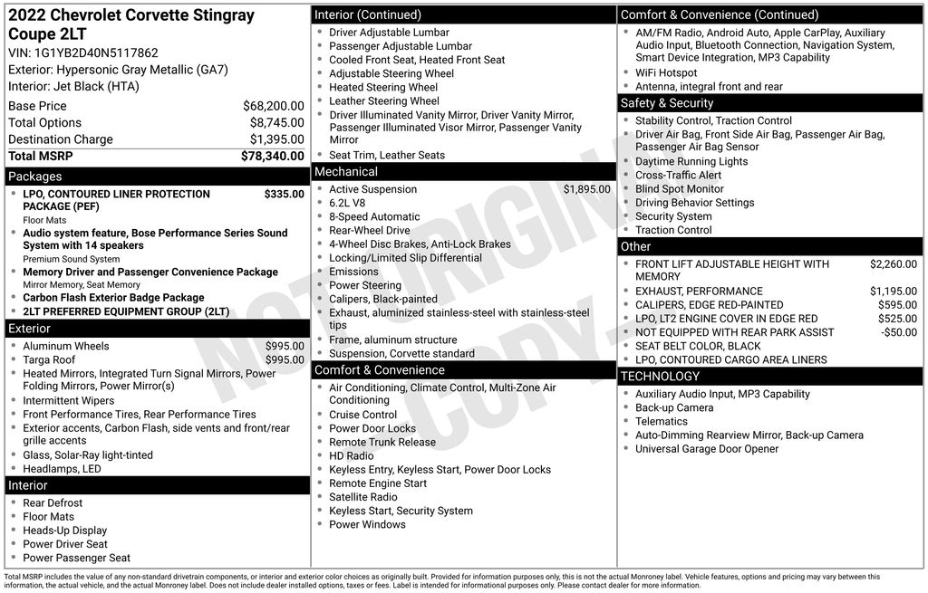 Used 2022 Gray Chevrolet Stingray image 2