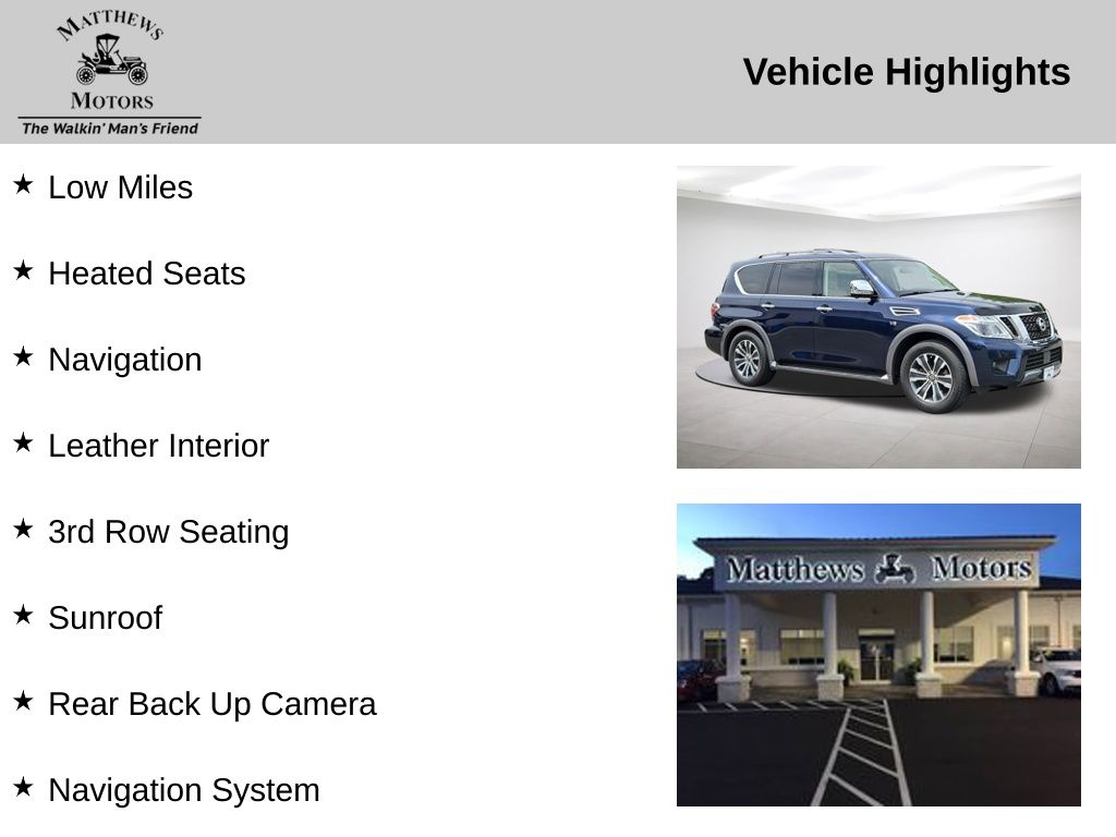 2019 Nissan Armada SL Premium w/ Nav Sunroof & 3rd Row Blue at Bob Mills Chevrolet