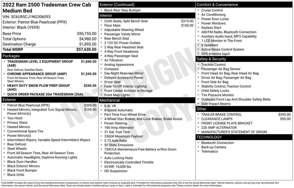 2022 RAM 2500 Tradesman 4X4 Crew Cab SWB's photo