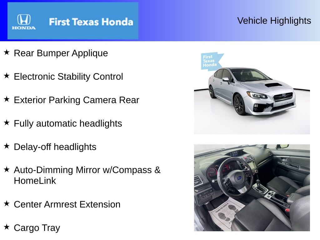 Used Car 2017 Subaru Wrx  Limited For Sale Under $20,000 In Austin, Texas