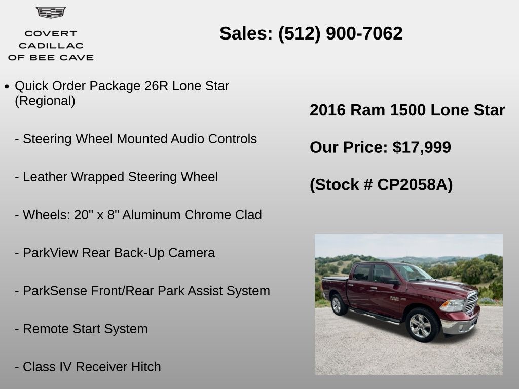 Used Car 2016 Ram 1500  Lone Star For Sale Under $20,000 In Austin, Texas