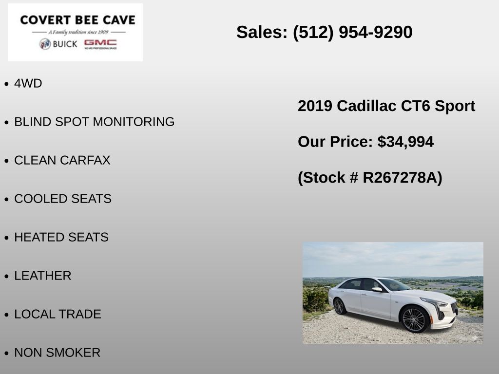 Used Car 2019 Cadillac Ct6  3.0l Twin Turbo Sport For Sale Under $35,000 In Austin, Texas