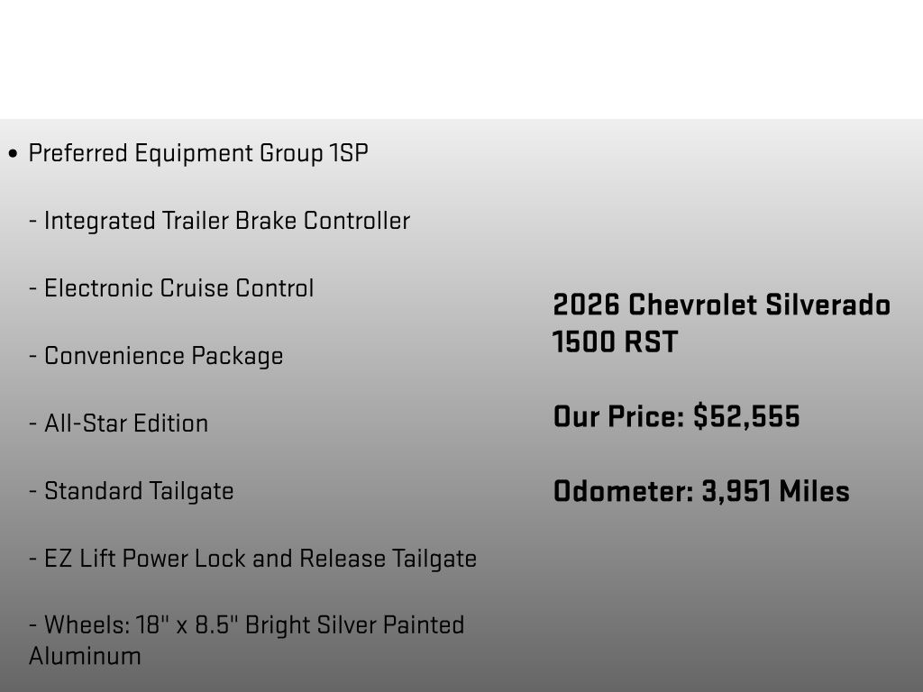 2026 Chevrolet Silverado 1500 RST Gray at Klick Lewis Buick Chevrolet